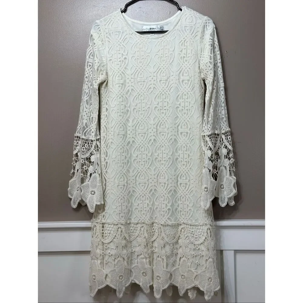 Latter Day Bride & Prom Your Moment Lace Long Sleeve Modest Dress Women's Medium